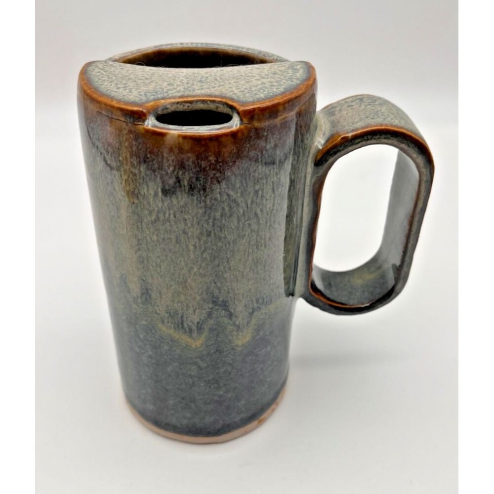 Bay Pottery Handmade Mustache Mug Blue Ombre Large 14oz